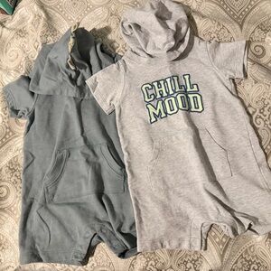 Carter's Hooded One-Piece Set in Gray and Sage